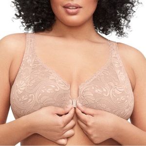 Glamorise Full Figure size 44G WonderWire Front Closure Lace Bra Underwire NWT
